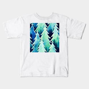 Christmas Tree Watercolor Geometric Design Kids T-Shirt